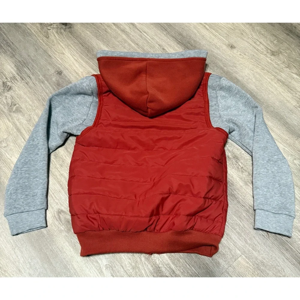 Huntington BC Puffer Vest Hoodie‎ Jacket Full Zip Red Gray Kids Size 10